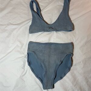 YouSwim Blue Textured High Rise Bikini Set